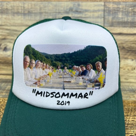 Midsommar Mens Trucker Hat Olive Green Snapback 2019 Cult Horror Movie A24 Cap - Picture 3 of 8